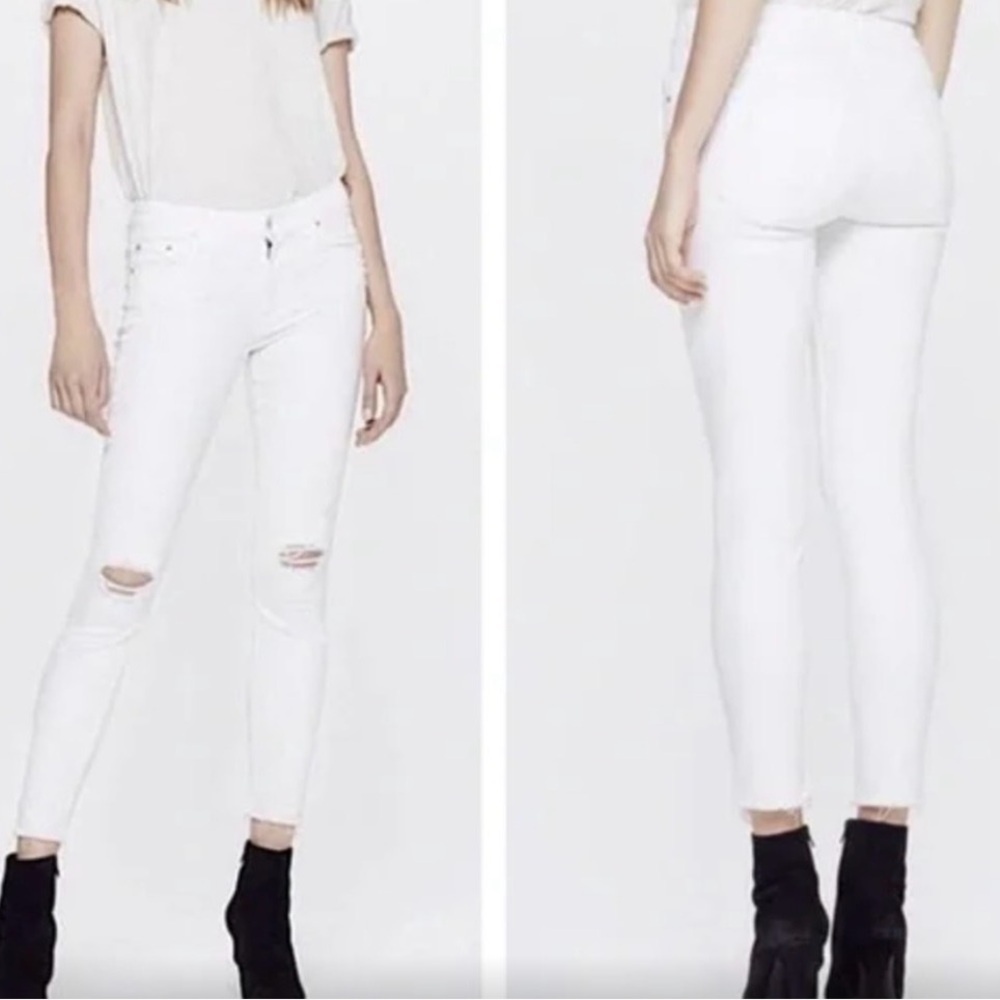 Mother Looker Ankle Fray Women's White Skinny Jeans